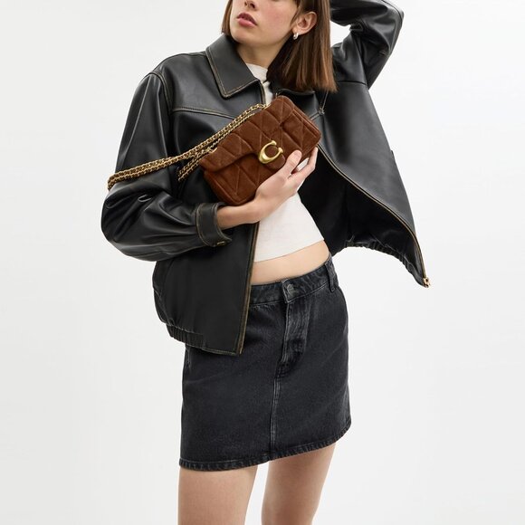 Coach Womens Warm Brown Suede 100% Cow Leather Imported Push Lock Shoulder Bag - Picture 5 of 6